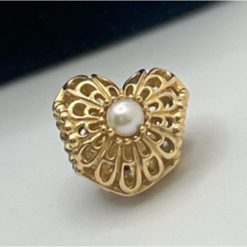 Reserved for @april0116 PANDORA 14K Yellow gold Heart Pearl Filigree Charm
